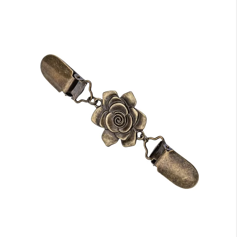 INF Vintage Sjalclips - Halkfritt Tröjklämma för Koftor och Scarves Brons