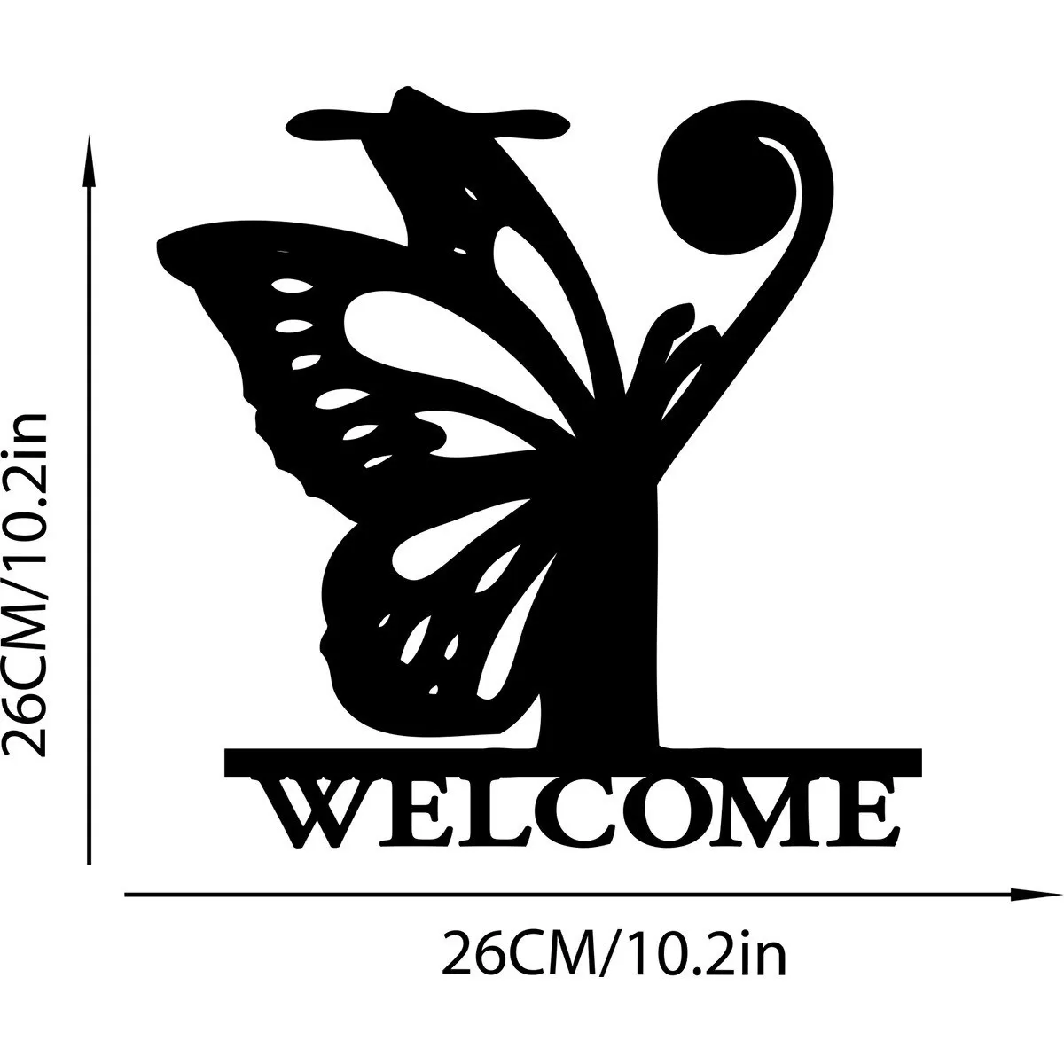 INF Svart Fjäril Metall Monogram Bokstav Väggskylt Plakett för Inomhus Utomhus Dekor