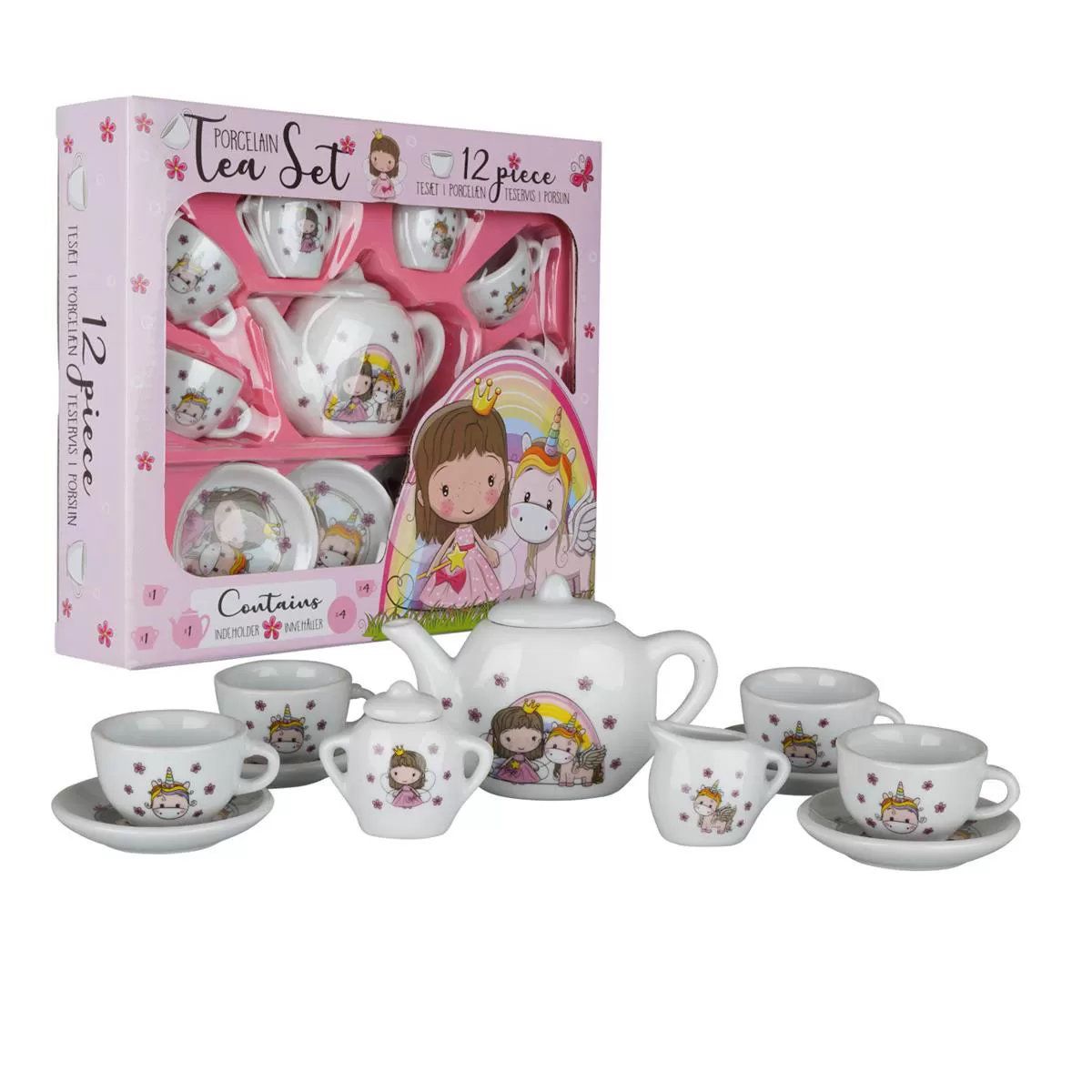 BARBO TOYS Classic Porcelain Tea Set 12 Pcs Pink