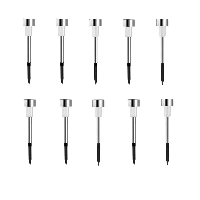 INF Rostfria Solcellslampor för Gräsmatta, 4,5 cm Färgskiftande, 10-pack - Perfekt för Trädgårdar & Camping
