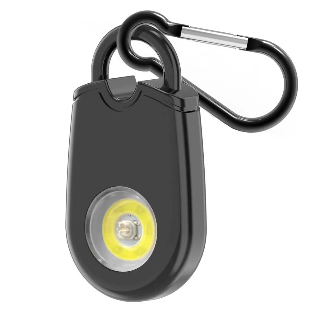 INF Ultra Bright LED Personligt Säkerhetslarm - 125dB Högt Nödlarm med Nyckelring Svart