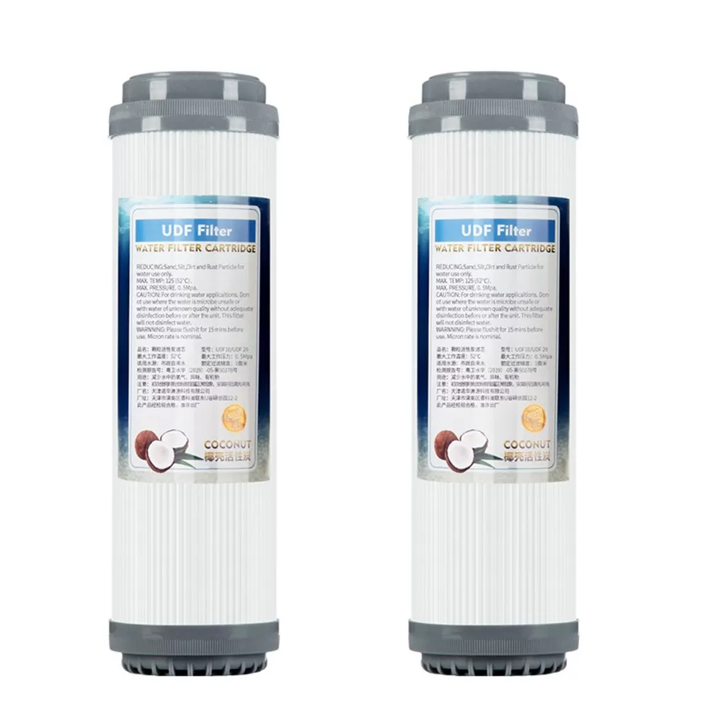 INF 2-pack 10-tums granulerat aktivt kol vattenfilterpatron för universell hushållsfiltrering