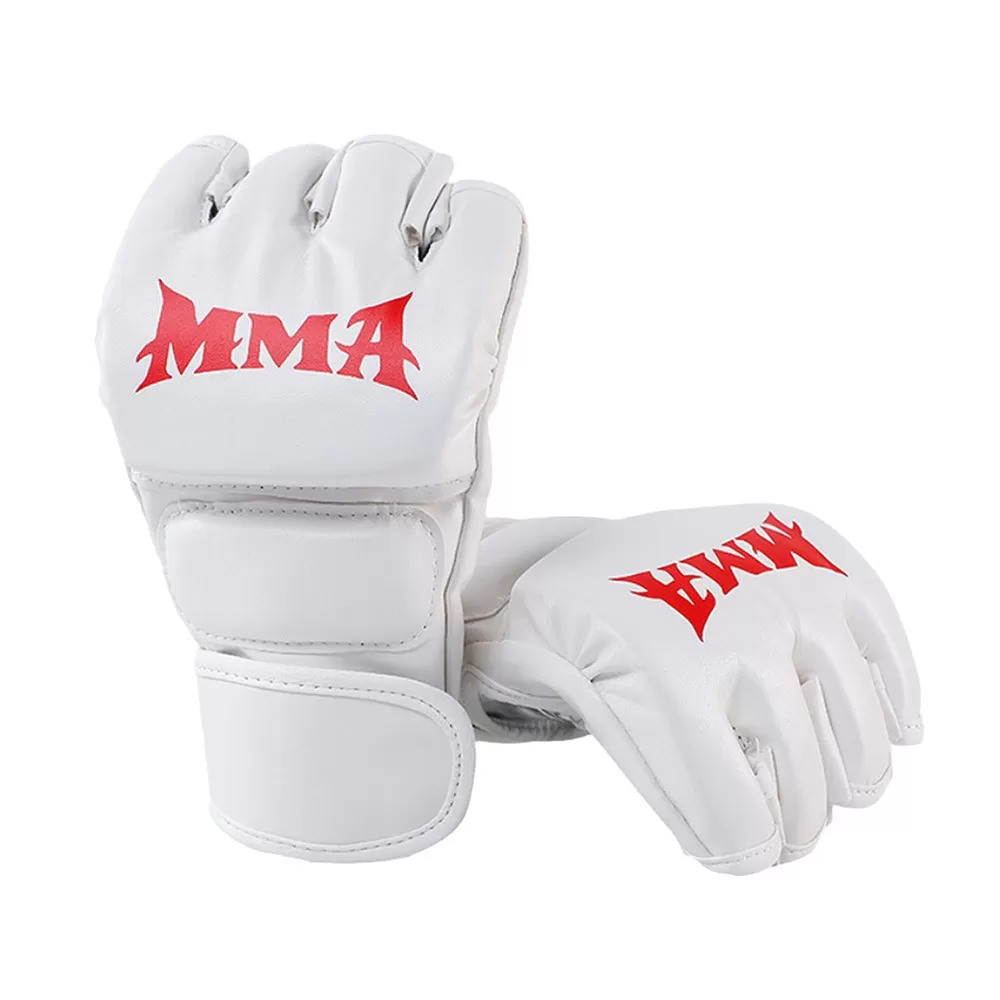 INF Halvfinger Boxhandskar - MMA Sparring & Sandsäcksträning Vit