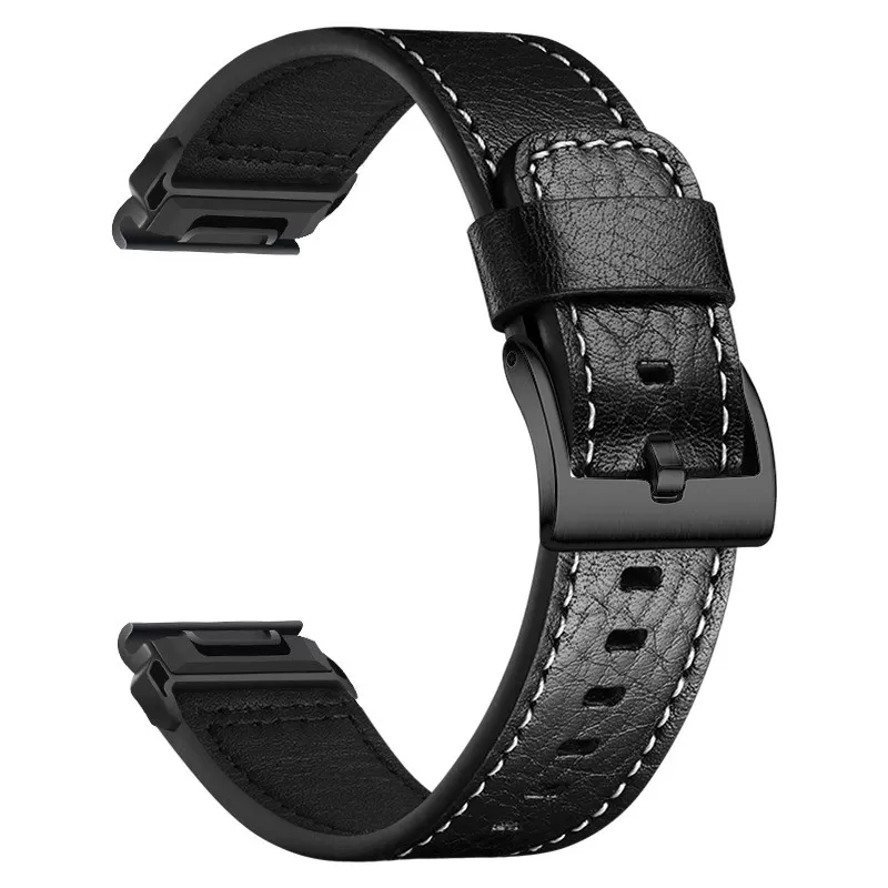INF Premium Läder Klockarmband kompatibelt med Garmin Fenix 8/7X/3 - Stilrent Ersättningsarmband Svart 20 mm