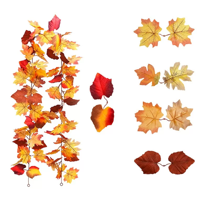 INF Konstgjord Lönnlövgirlang - Dubbelsidiga Lönnlöv (2-pack) för Bröllop, Hem och Högtidsdekoration