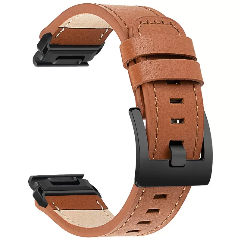 INF Äkta Läder Klockarmband Kompatibelt med Garmin Fenix 8/Fenix 7X/Fenix 3 - Retro Stil Brun 22 mm