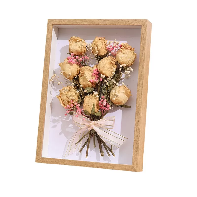 INF 20 cm Torkade Blommor Flytande Ram - Trä Hål Fotoram för DIY Blomsterdisplay