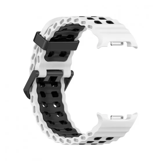 INF Silikonarmband Kompatibelt med Samsung Galaxy Watch8/Watch8 Classic - Ocean Band Stil Vit+svart