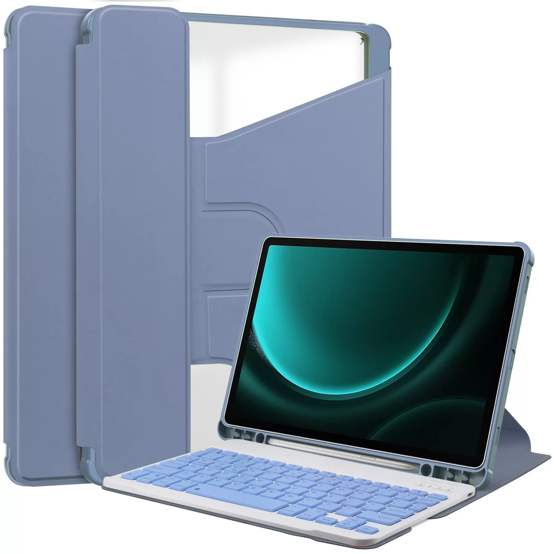 INF 360° Roterande Bluetooth Tangentbordsfodral Kompatibelt med Samsung Tab S10+/S9 Plus 12.4" - Lavendellila