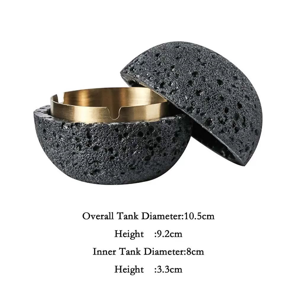 INF Nordisk Stil Kreativt Askfat - Modernt Askfat i Cement & Rostfritt Stål med Lock S Svart