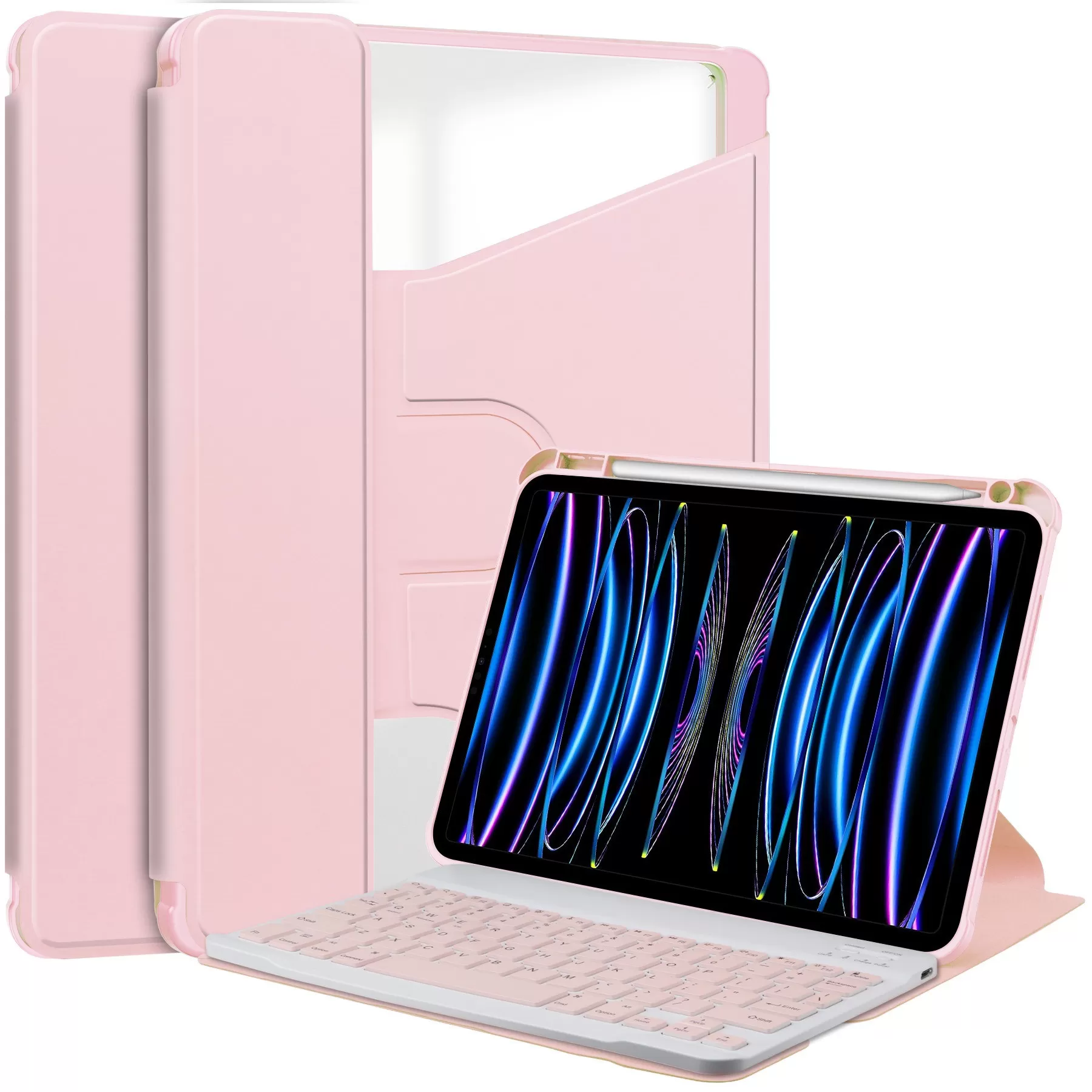 INF 360° Roterbart Bluetooth-tangentbordsfodral kompatibelt med iPad Pro 11 (2018/2020/2021/2022) - Rosa PU-läderfodral