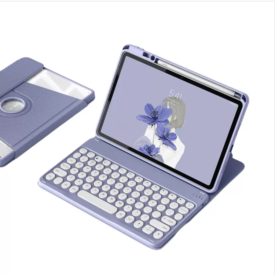 INF 360° Roterbart Bluetooth Tangentbordsfodral Kompatibelt med iPad 11 (A16) 2025 & iPad 10 (2022) 10.9 - Lavendellila
