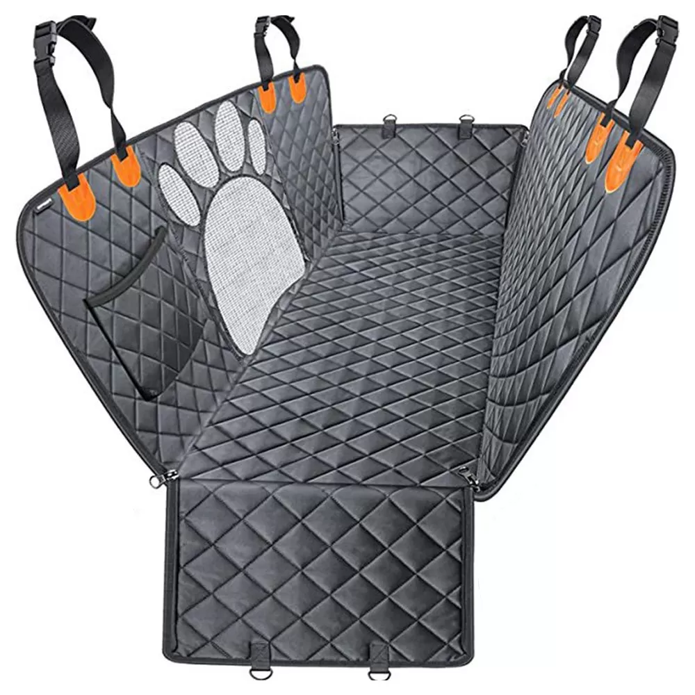 INF Bilsätesskydd med tassavtryck – Vattentätt och reptåligt skydd för husdjur, kompatibelt med de flesta bilar