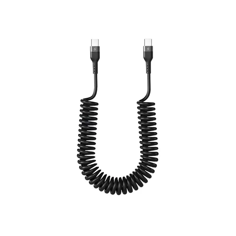 INF Type-C till Type-C 2M Fjäderinfällbar 5A Snabbladdningskabel Kompatibel med Huawei, Apple, Android