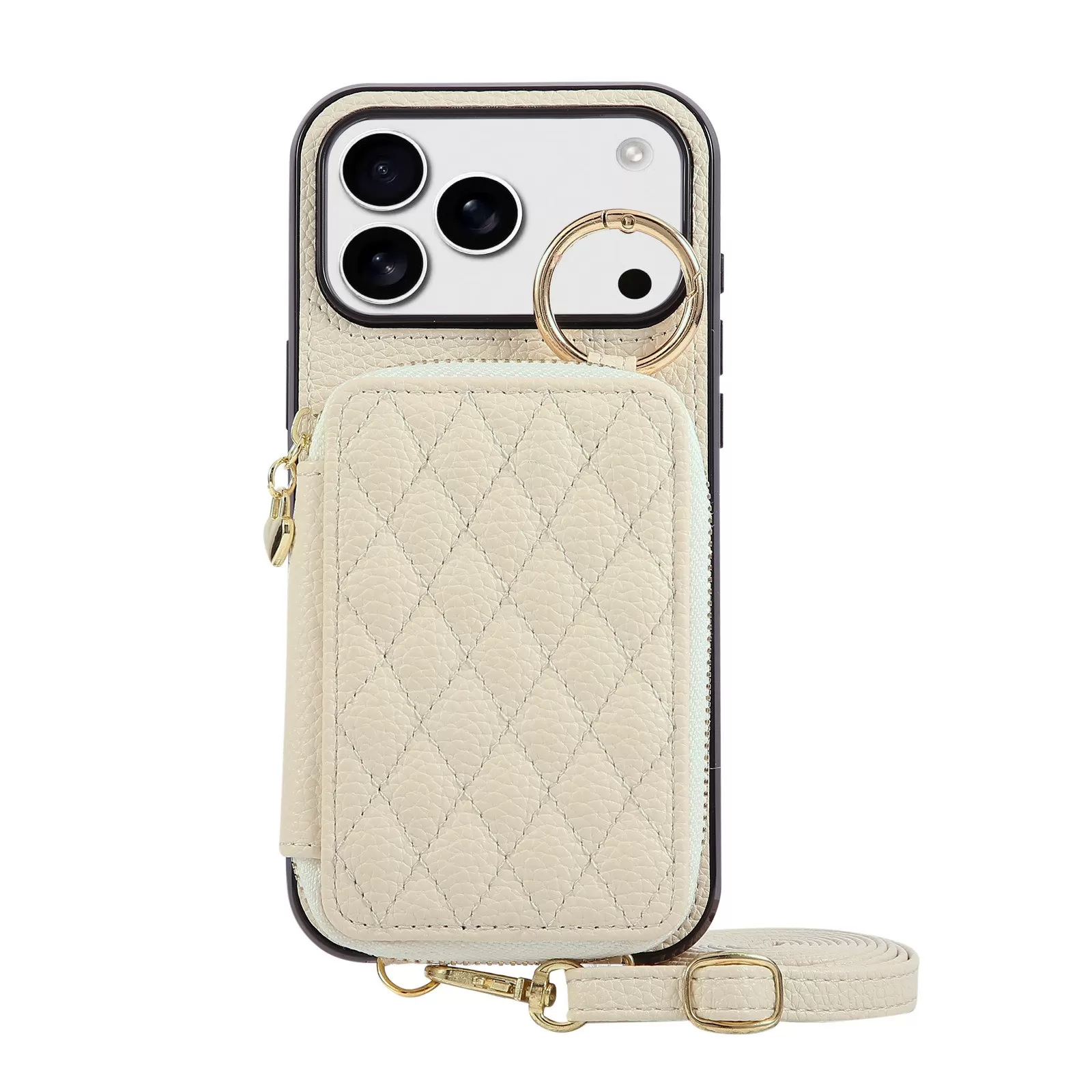 INF Chic Lychee Textur PU Läder Crossbody Telefonfodral Kompatibelt med iPhone 17 Pro