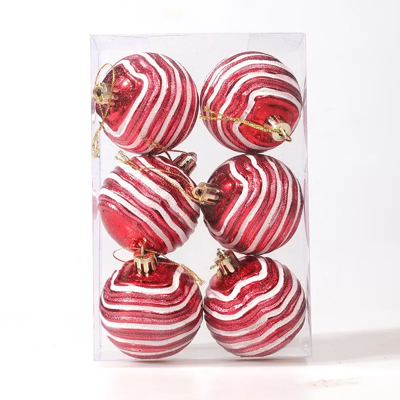 INF Julgranskulor Zebra Boll 6cm - Set om 6, Festliga Träddekorationer Röd