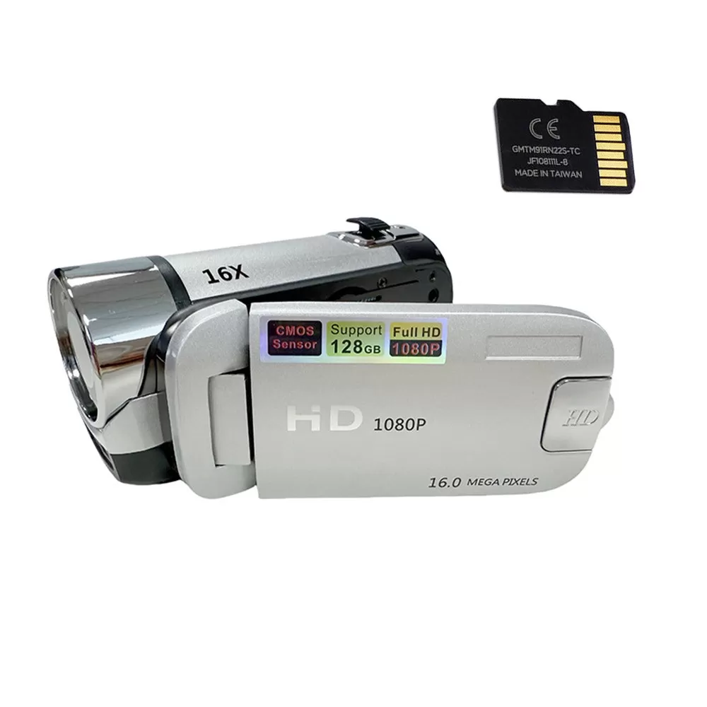 INF 16MP HD Digitalkamera Videokamera med Minneskort - 1080p, 16x Zoom Silver