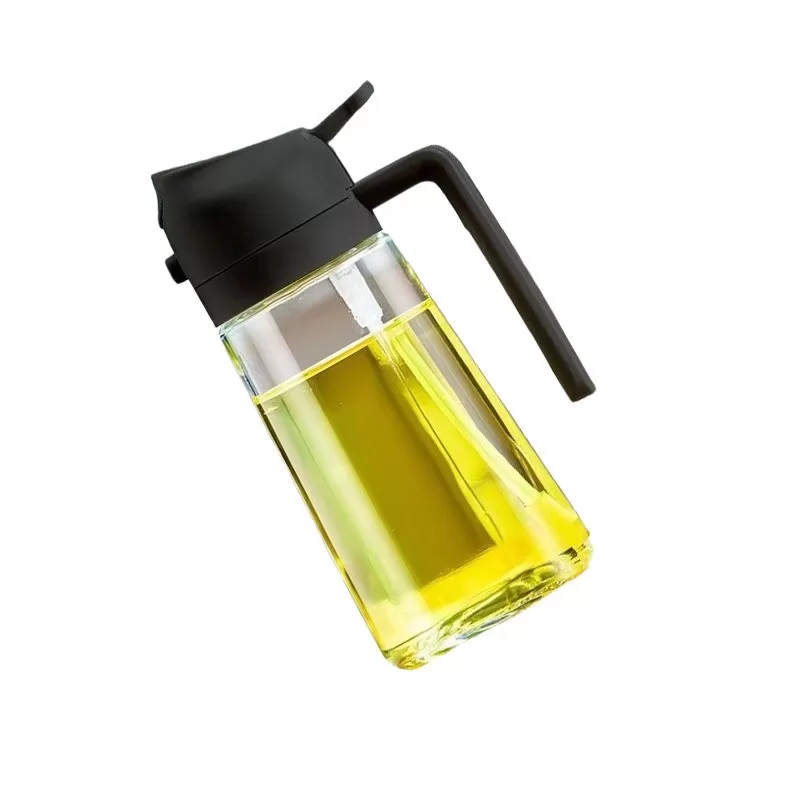 INF 470ml Oljesprayflaska, Förtjockad Glas Oljedispenser med Spray- och Hällfunktion Svart