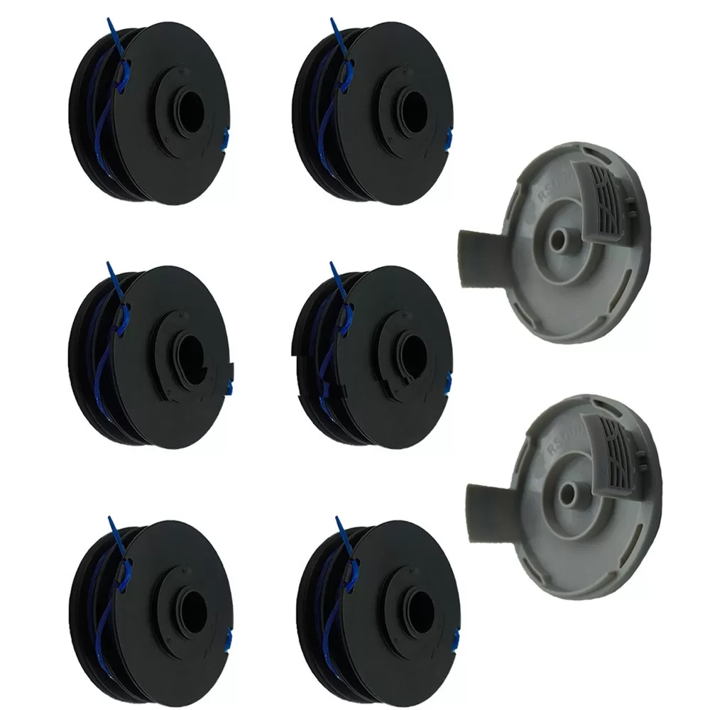 INF RAC123 Trimmer Spole ×6 + RAC122 Skydd ×2 Ersättningsset kompatibelt med Ryobi