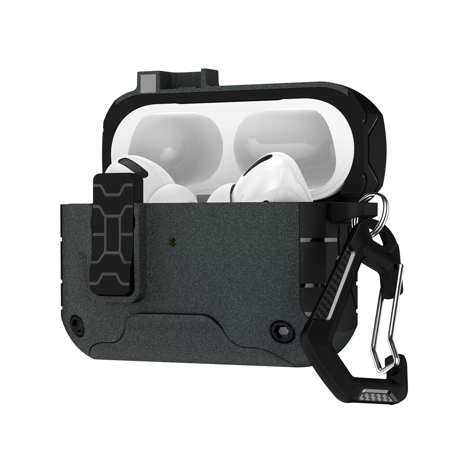 INF Skyddande Fluff Färg Bluetooth Hörlursfodral Kompatibelt med AirPods Pro/Pro 2 med Säkert Lås & Ställ Grå