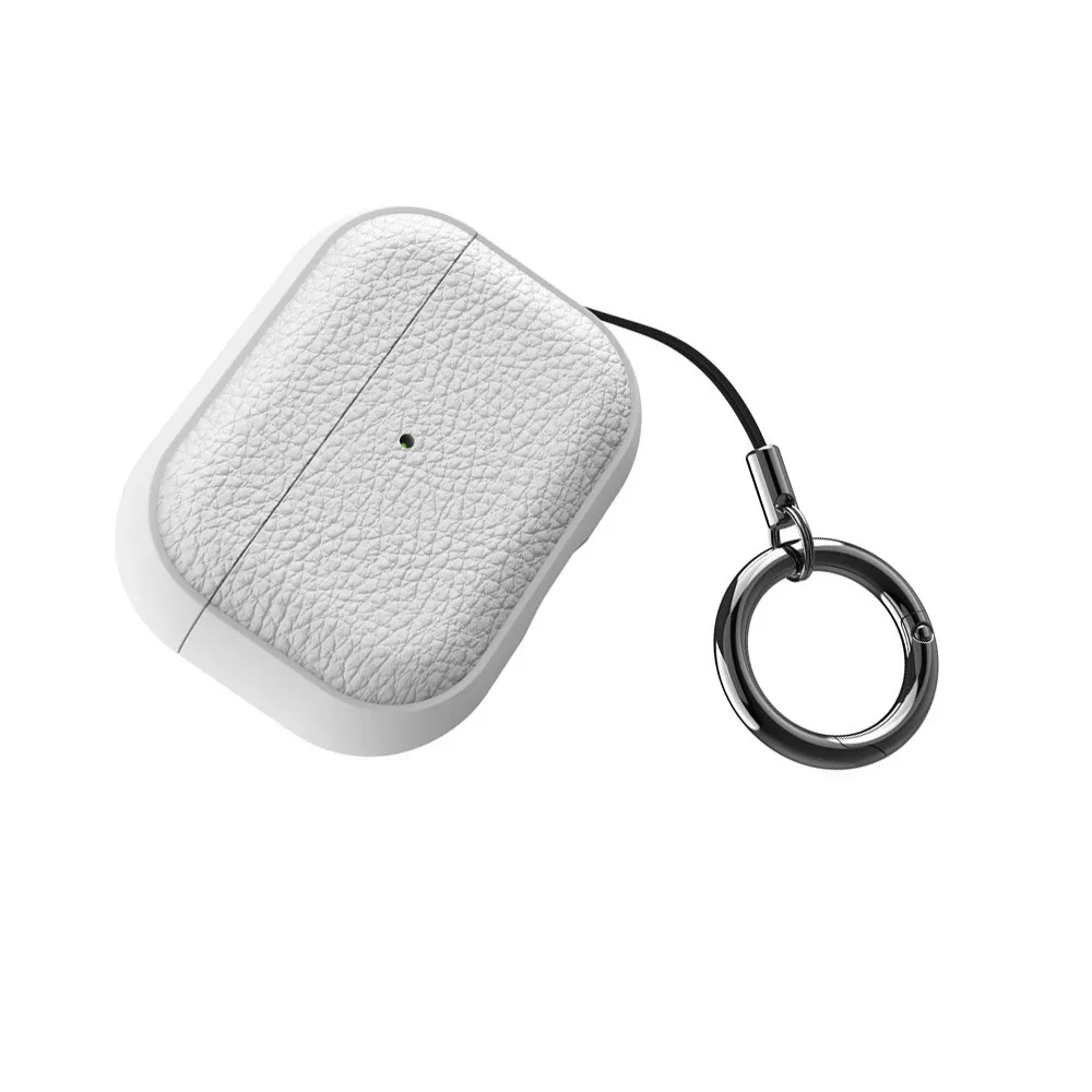 INF TPU-skyddsfodral med lädertextur kompatibelt med AirPods Pro 2/Pro Vit