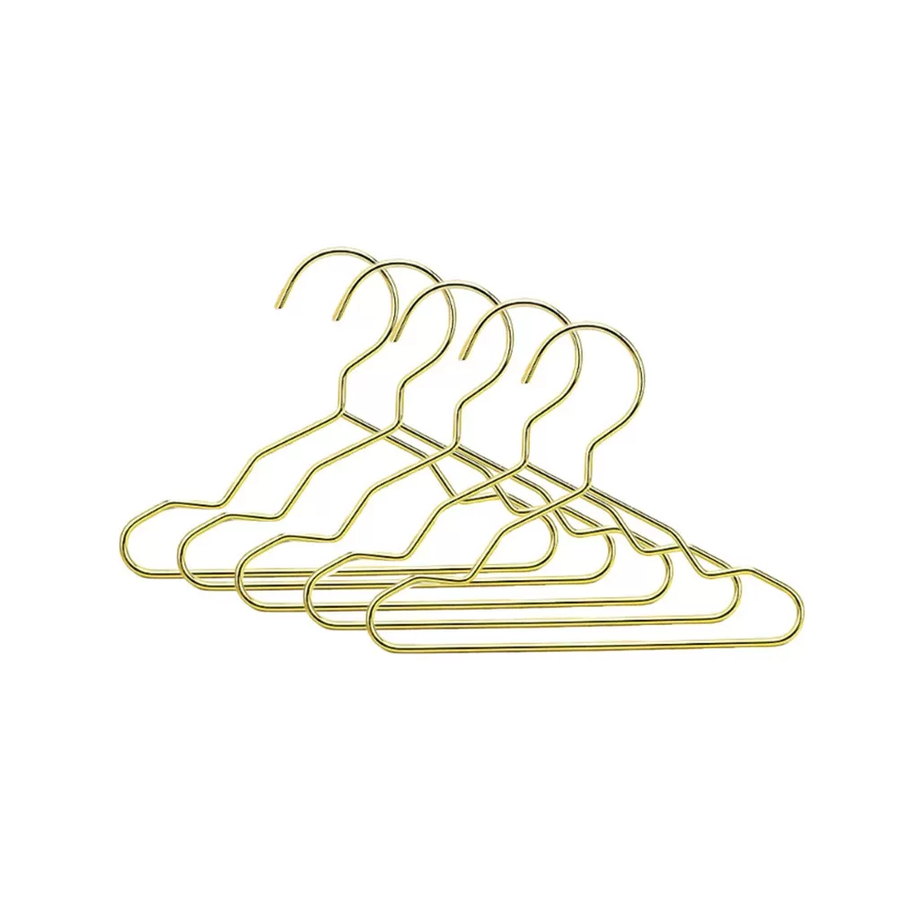 INF 5-pack Guld Metall Hängare för Husdjur - Stilren och Robust Klädorganisatör för Små Hundar och Katter 15 cm