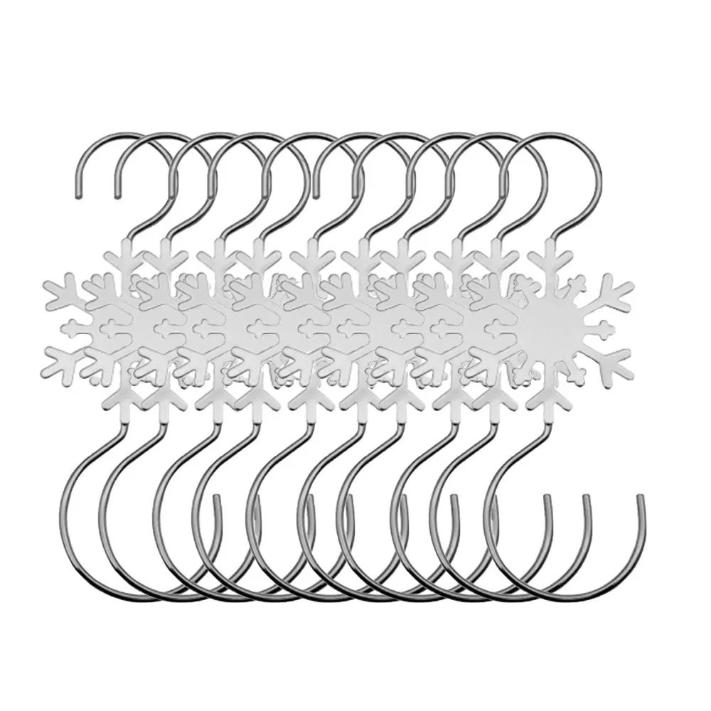 INF Stora Snöflinga Ornament Krokar - Set med 10, Julgransdekoration Hängare i Metall Silver
