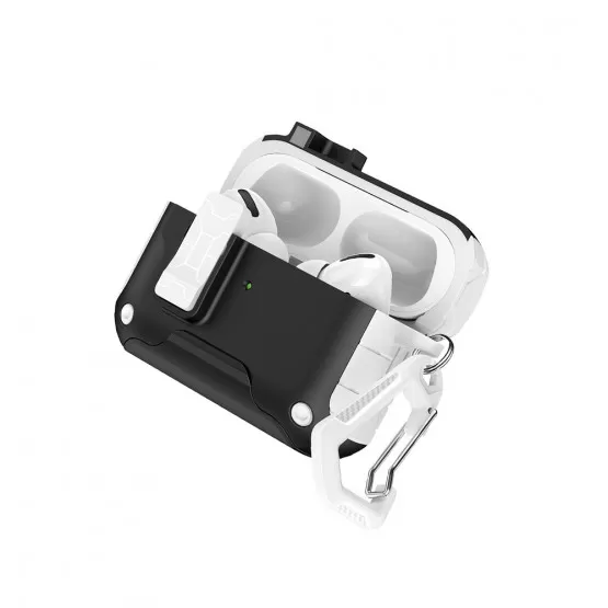 INF Bluetooth Hörlursfodral Kompatibelt med AirPods Pro/Pro 2 med Magnetiskt Lås & Telefonstativ Vit+svart
