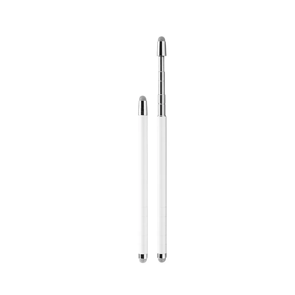 INF Infällbar Kapacitiv Stylus Penna - Förlängningsbar till 62.4cm med Metallkropp & Halkfri Design Vit