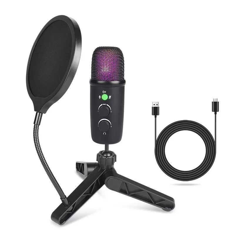 INF USB Kondensatormikrofon - 192kHz/24Bit, Kardioidmikrofon för inspelning, streaming, gaming, kompatibel med PC och telefon