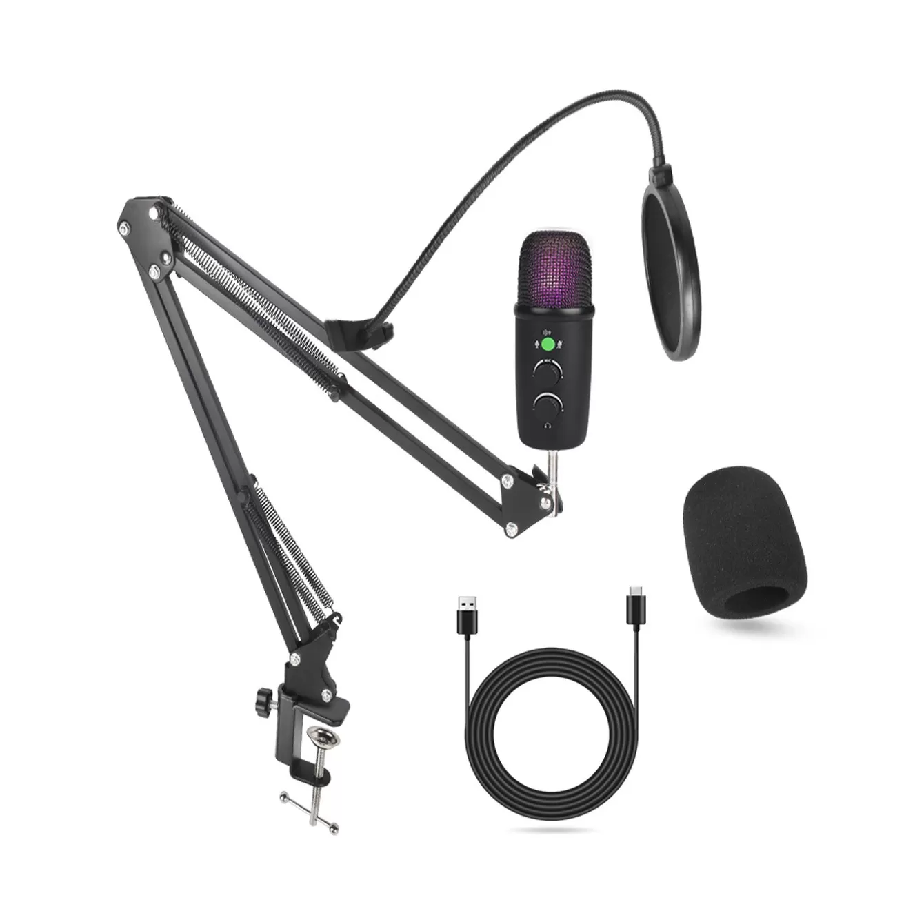 INF USB Kondensatormikrofon Kit - Studioinspelning & Streamingmikrofon med Justerbart Stativ