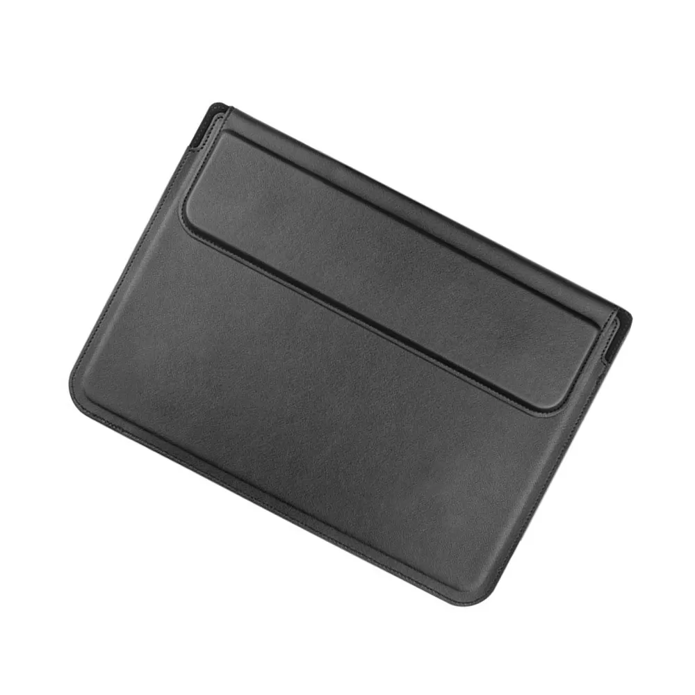 INF Läder Laptop Fodral 13.3/14 tum - Multifunktionellt Skyddsfodral med Kylstativ Svart