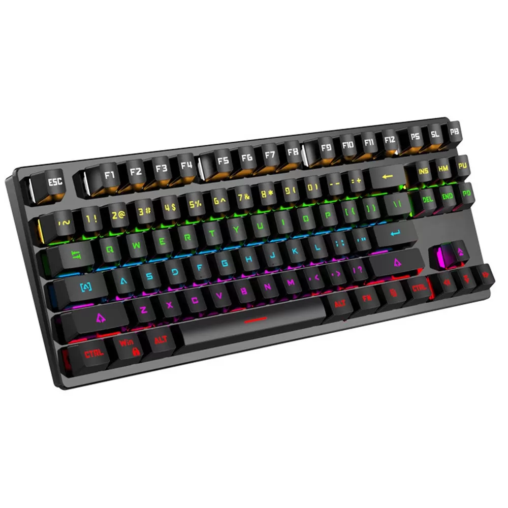 INF Trådbundet 87-tangenters mekaniskt tangentbord - Färgmatchande RGB Hot-Swappable Blue Switch Gaming Keyboard