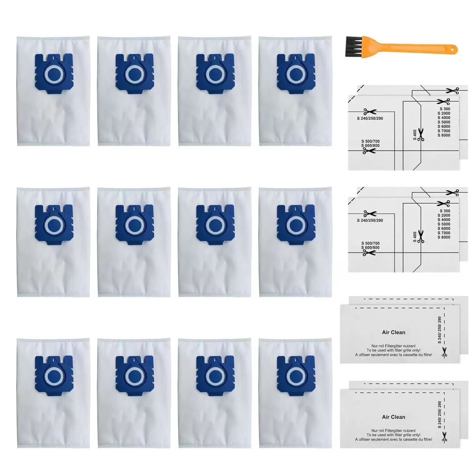 INF 12-pack dammsugarpåsar kompatibla med Miele GN-serien S8/C1/C2/C3