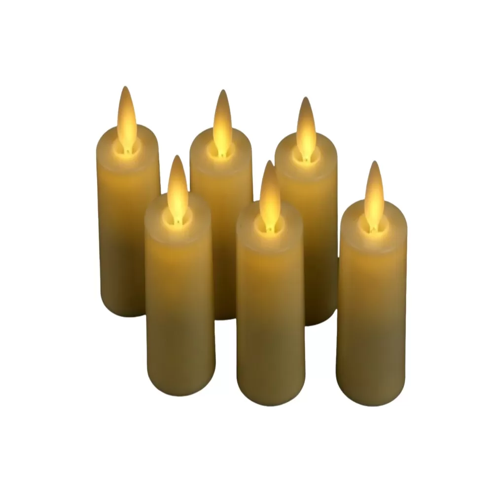 INF Set med 6 LED-ljus med flimrande låga, batteridrivna, varmvitt ljus