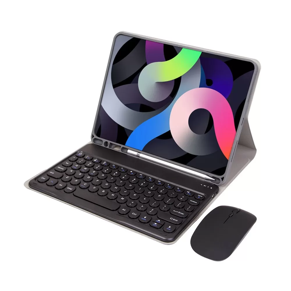 INF Svart Bluetooth-tangentbordsfodral med mus kompatibelt med Samsung Galaxy Tab S6 Lite 10.4 tum (2022/2020)