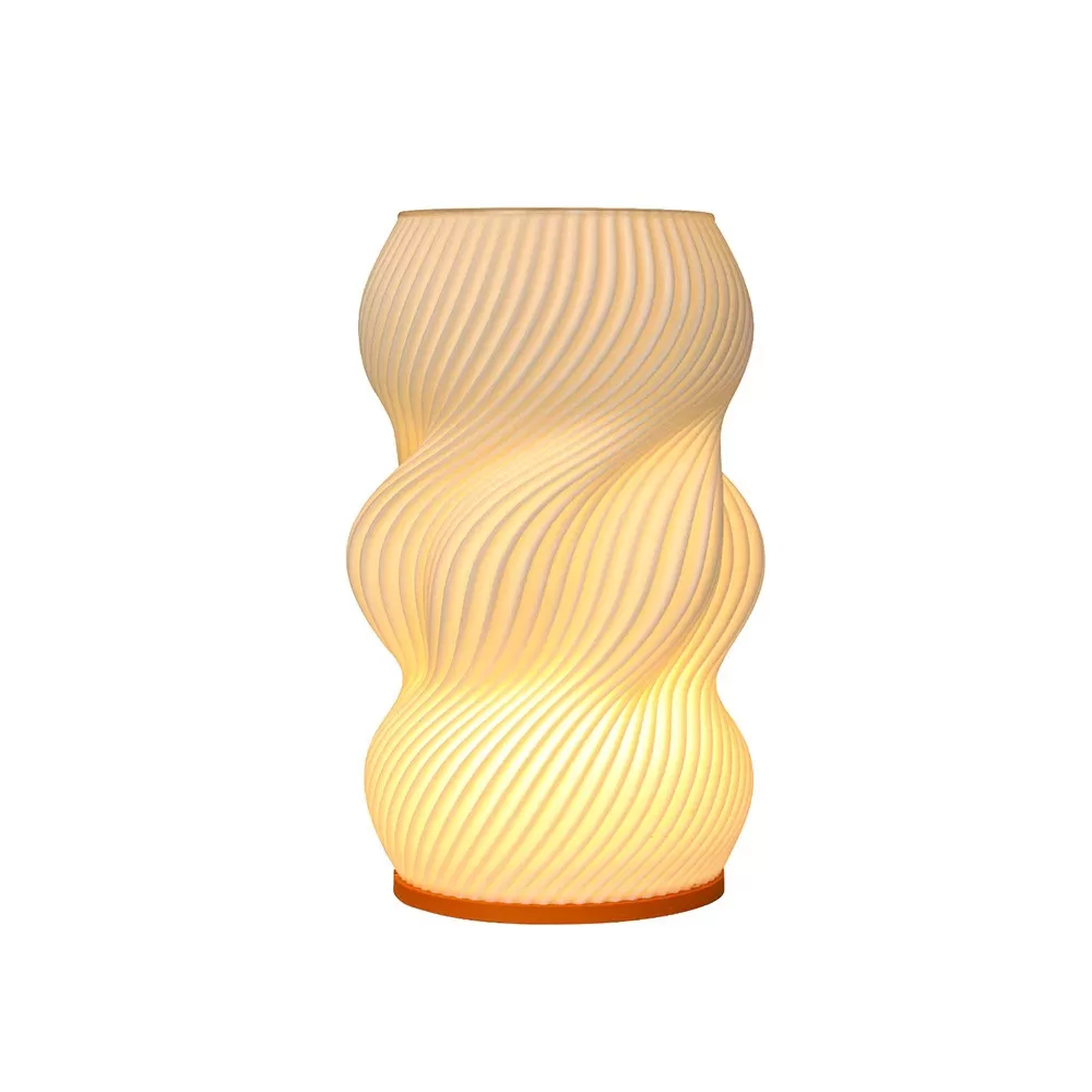INF 3D-printad vaslampa - USB-dimbar bordslampa med träfot