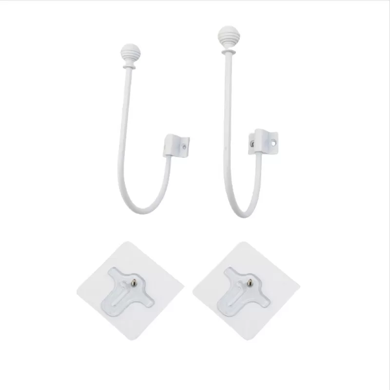 INF Par av U-formade gardinomtag utan borrning - Justerbara metallfönster Draperi Holdbacks Vit