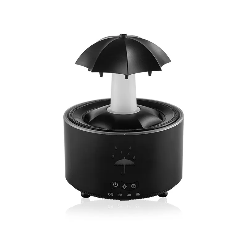 INF Roterande Vattendroppe Aromdiffusor EU-kontakt - Ultraljuds Luftfuktare med Eterisk Oljediffusor och 7-Färgs LED-Ljus Svart