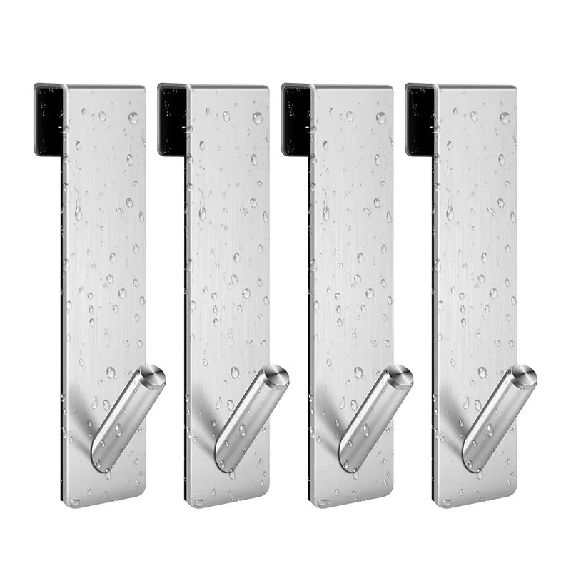 INF Duschkrokar utan borrning, 4-pack, rostfritt stål för duschdörrar i glas Silver