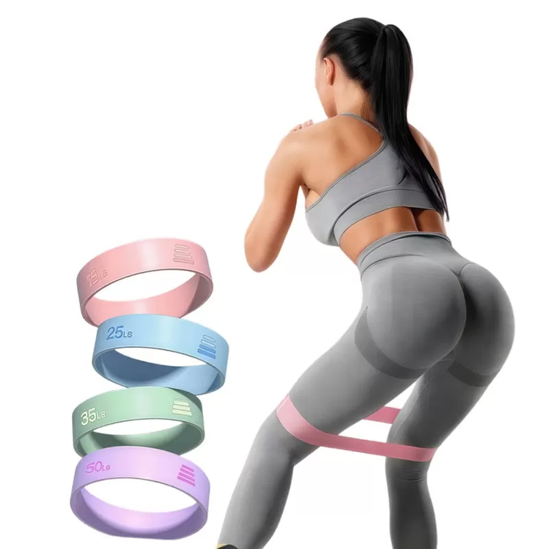 INF Yoga Resistance Bands Set - 4 Halkfria Silikon Träningsband för Hemmaträning, Knäböj och Glute-träning