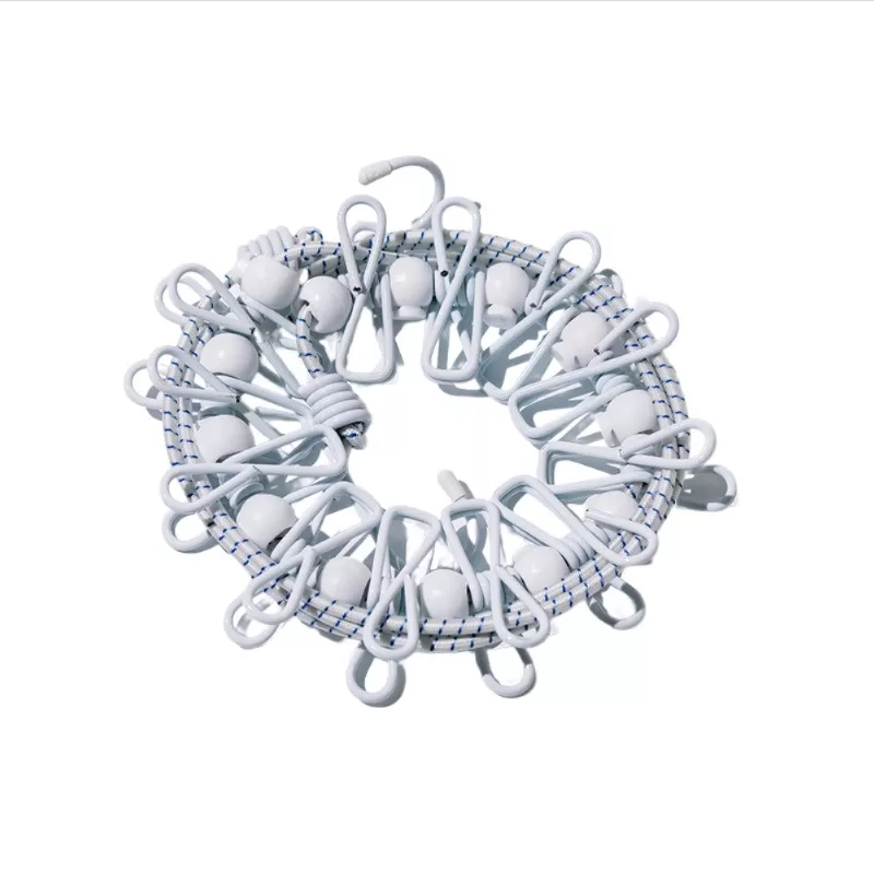 INF Bärbar Rese Klädlina med Klämmor - Elastisk Justerbar Utomhus Torklina