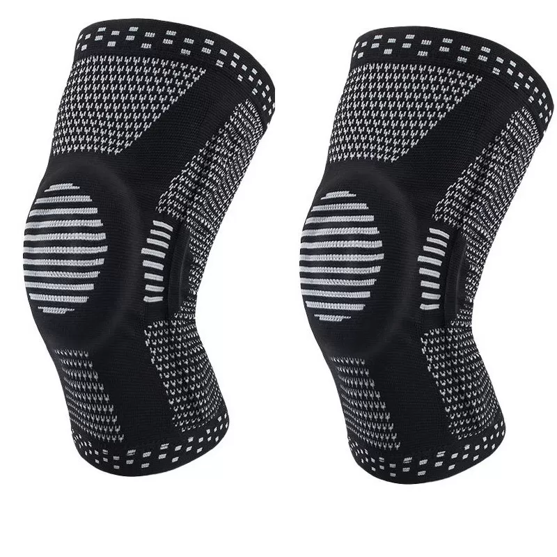 INF Svart knäskydd med fjäderstöd och silikonkudde - Par L