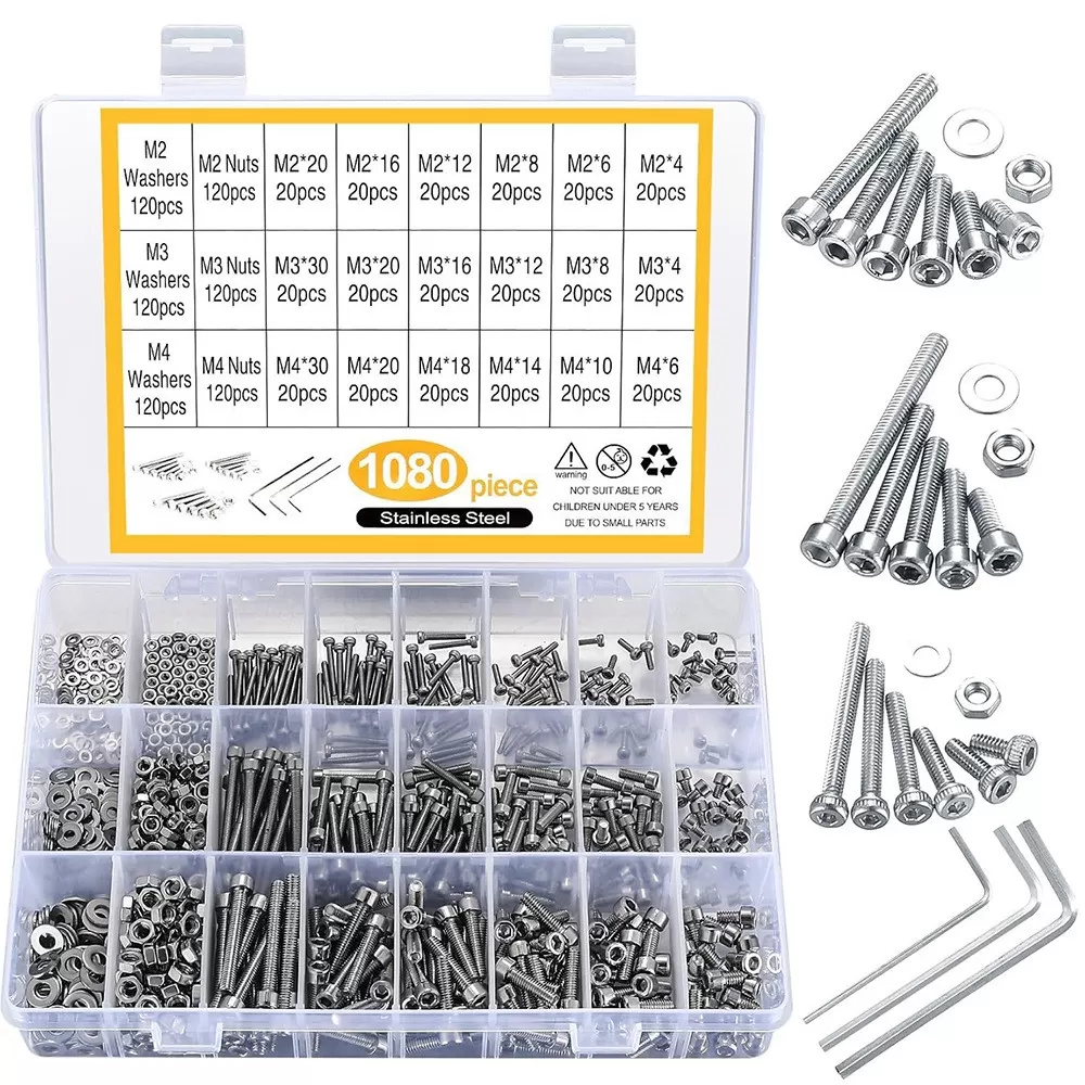 INF 1080 st Cup Head Hex Socket 304 Rostfritt Stål Skruv Sortimentset