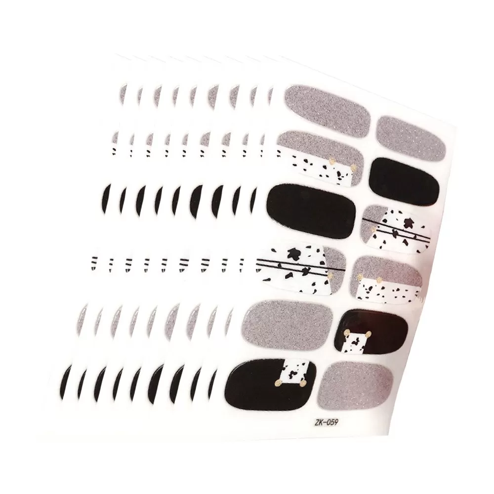 INF 10 ark Gradient Glitter Daisy Nagelstickers med Nagelfil - 3D Självhäftande Vattentäta Nageldekaler