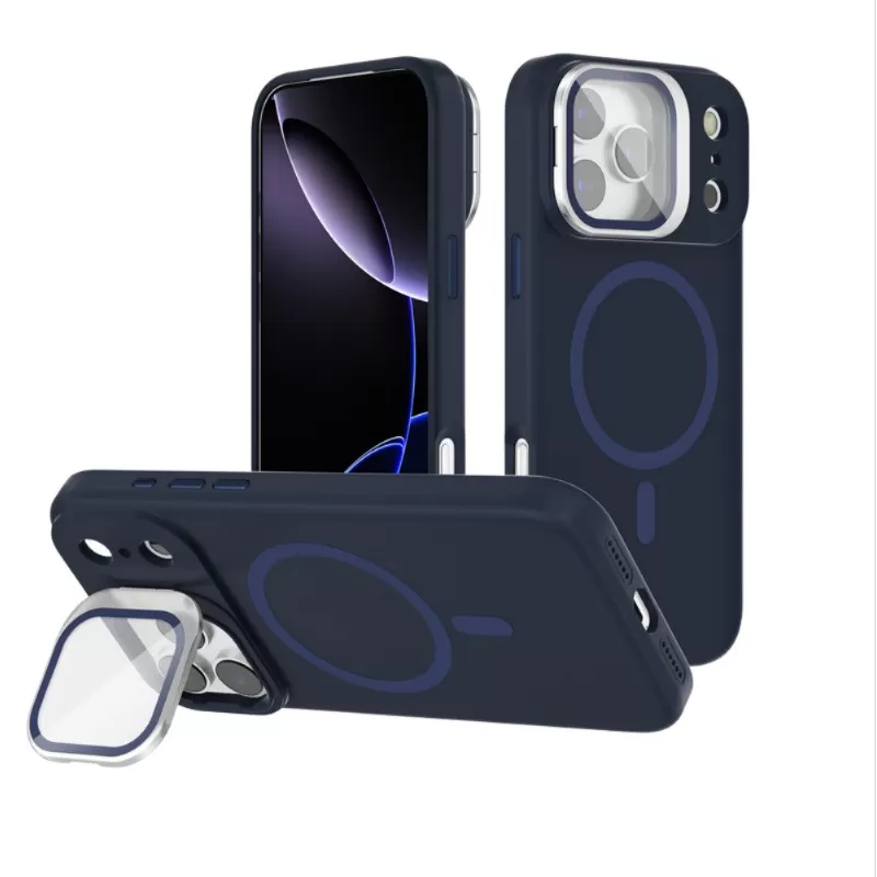 INF Magnetiskt Ställ Fodral Kompatibelt med iPhone 17 Air, Stötsäkert TPU Silikon Skal med Flytande Silikonram