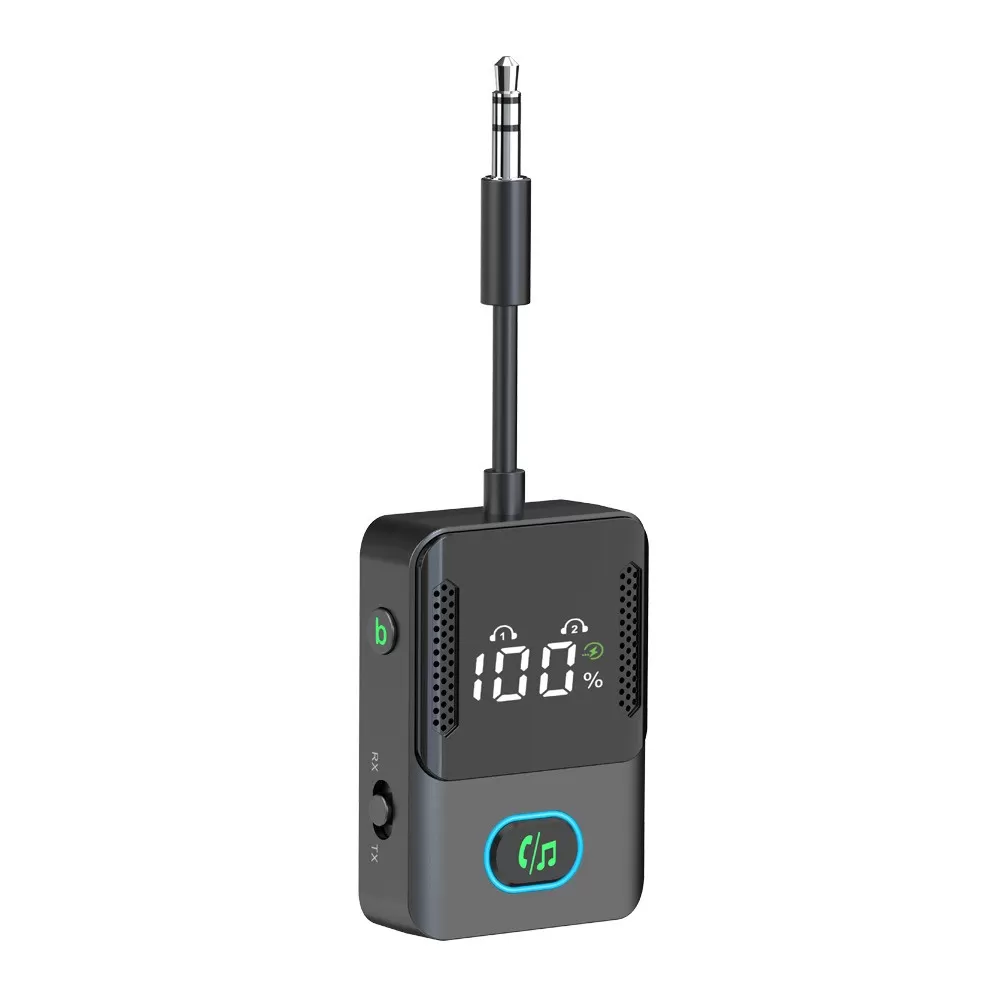 INF Bluetooth 5.3 Sändare Mottagare, 2-i-1 Bil Bluetooth Adapter med Lång Batteritid och Dubbel Enhetsanslutning