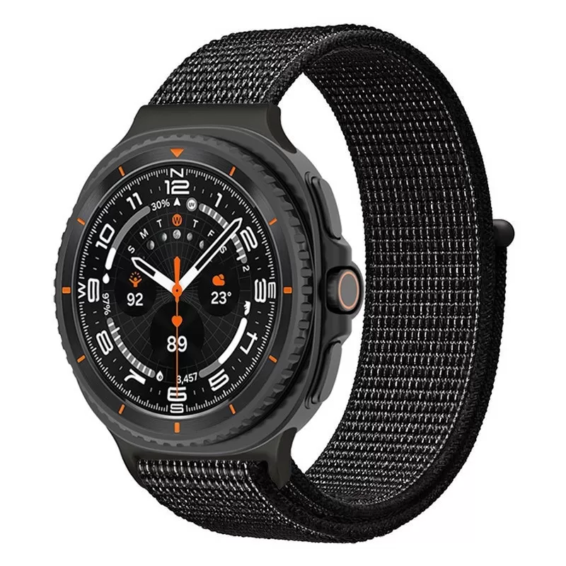 INF Svart nylonrem med kardborreband kompatibelt med Samsung Watch 8/8 Classic
