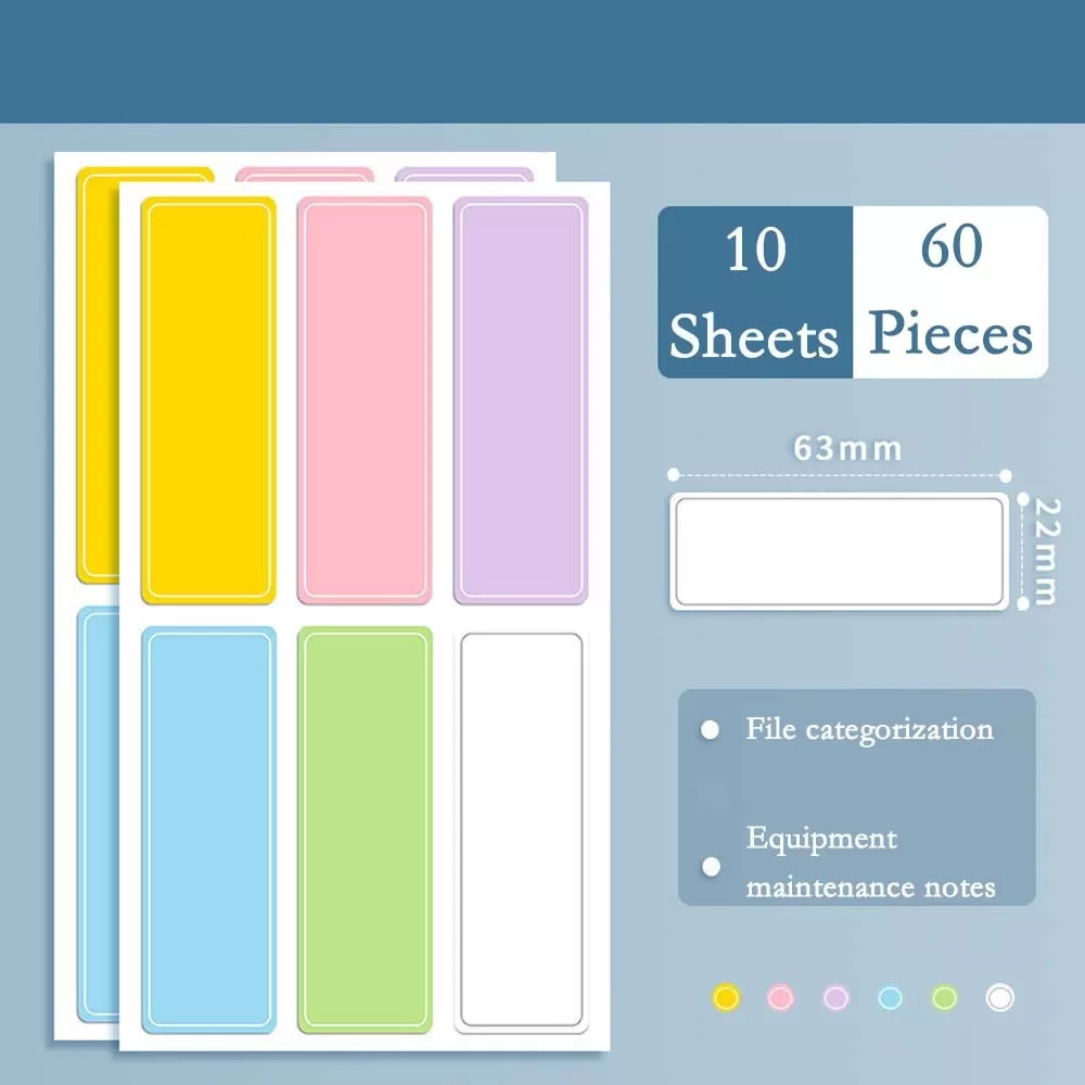 INF Färgglada Självhäftande Etikettdekaler - 60 Stycken (10 Ark) för Kontor & Hem