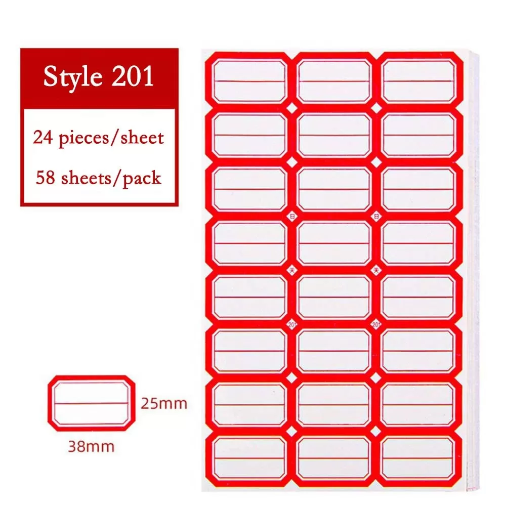 INF 38x25mm Dubbelrutiga Självhäftande Etiketter - 58 Ark Blank Skrivbara Klistermärken